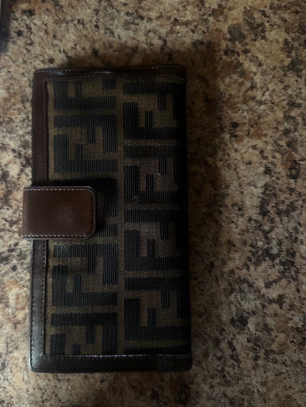 Fendi Brown and Dark Brown FF Monogram Folded Wallet - Picture 2 of 7